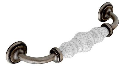 Second Nature - Holmes Cupboard Handle - Grey Crackle and Pewter Effect - Centres 128mm