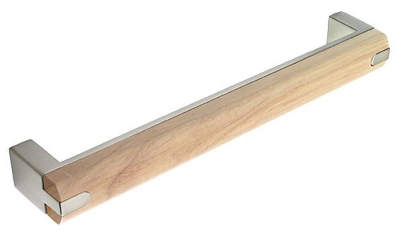 Second Nature - Short Cupboard Handle - Oak and Stainless Steel Effect - Centres 160mm