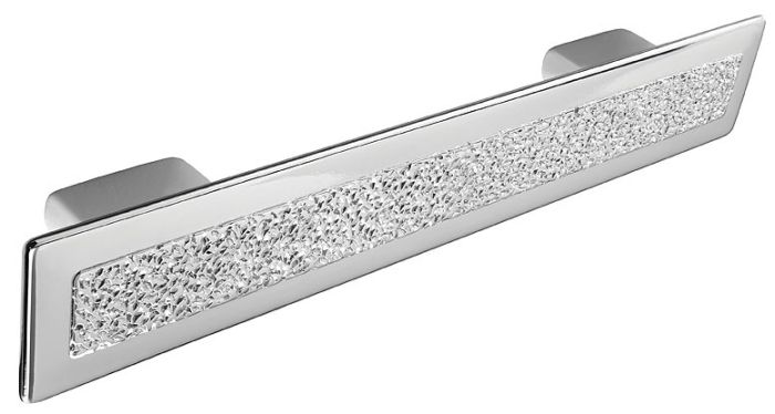 Second Nature - Kensington Centre Textured Cupboard Handle - Polished Chrome - Centres 128mm