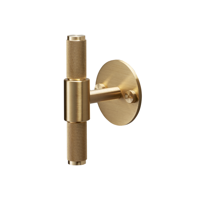 Buster and Punch - Cross T-bar Cupboard Knob on Backplate - Brass