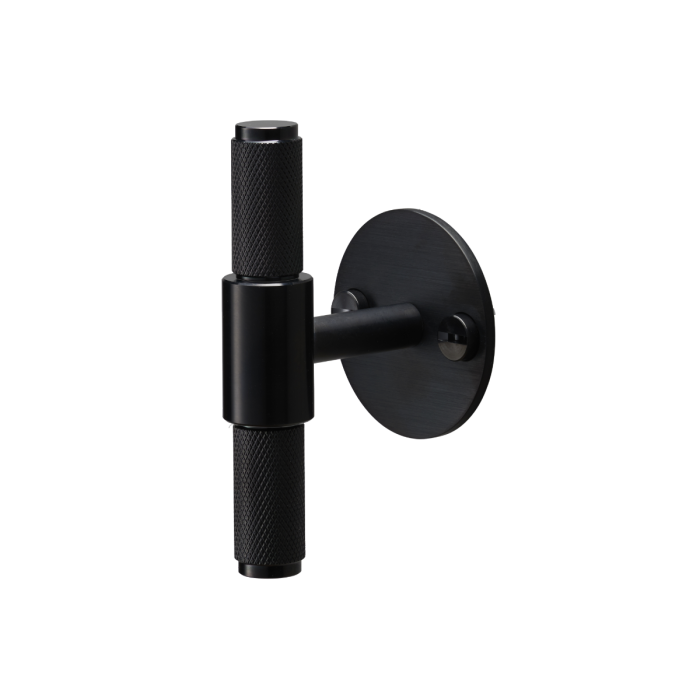 Buster and Punch - Cross T-bar Cupboard Knob on Backplate - Black