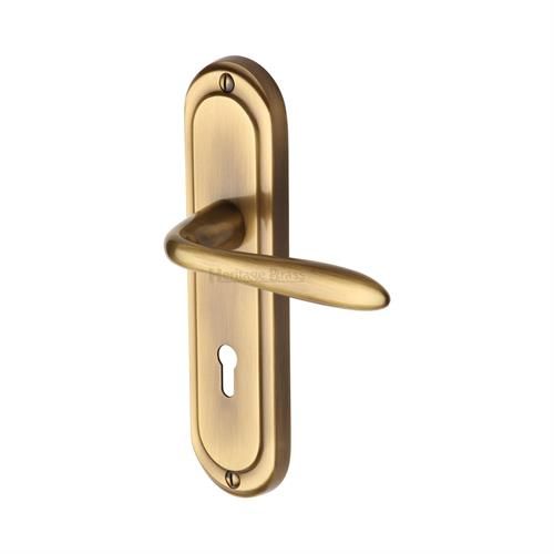 M.Marcus Heritage Brass Henley Door Handle on Backplate - Pair