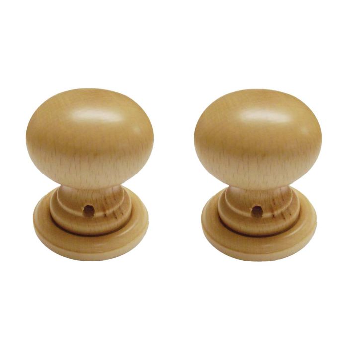 Chatsworth - Edwardian Beech Mortice Door Knob - Lacquered - Pair