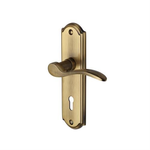 M.Marcus Heritage Brass Howard Door Handle on Backplate - Pair