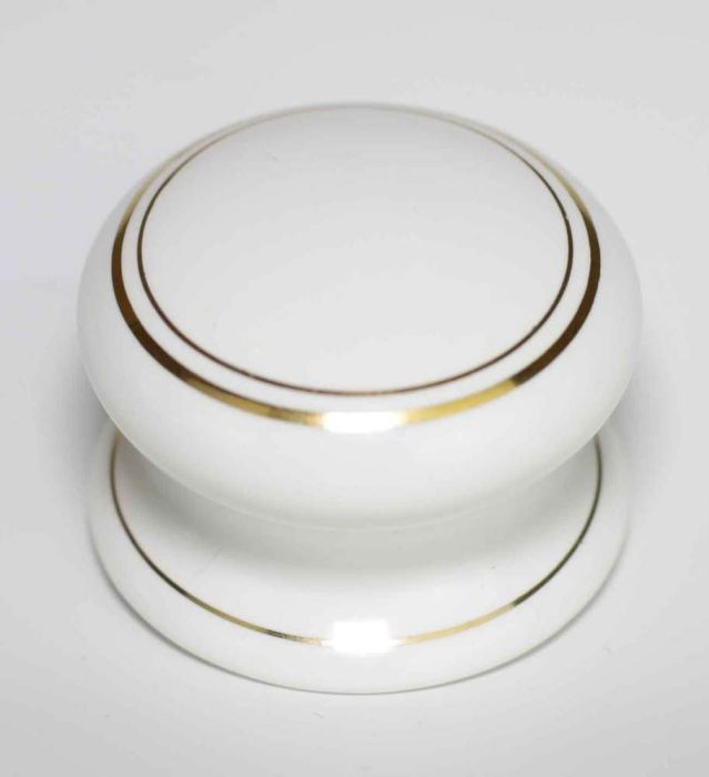 Chatsworth Porcelain White Goldline Cupboard Knob