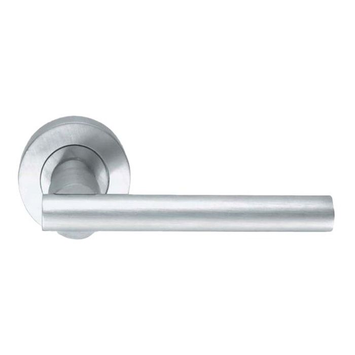 Eurospec - Cylindrical T-bar Door Handle on Rose - Satin Chrome - Pair