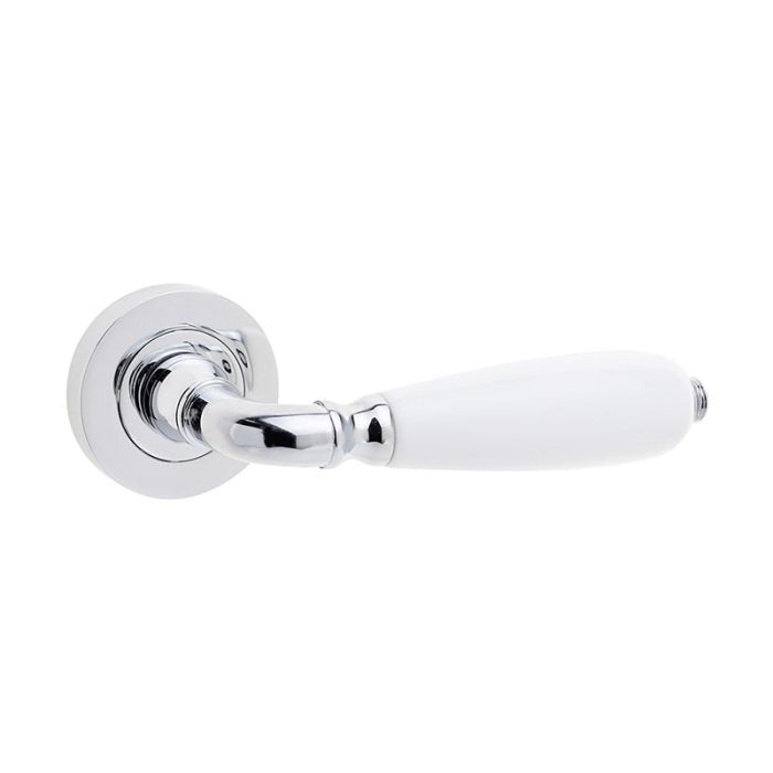 Frelan - Jedo Oxford Porcelain Door Handle on Rose - White - Pair