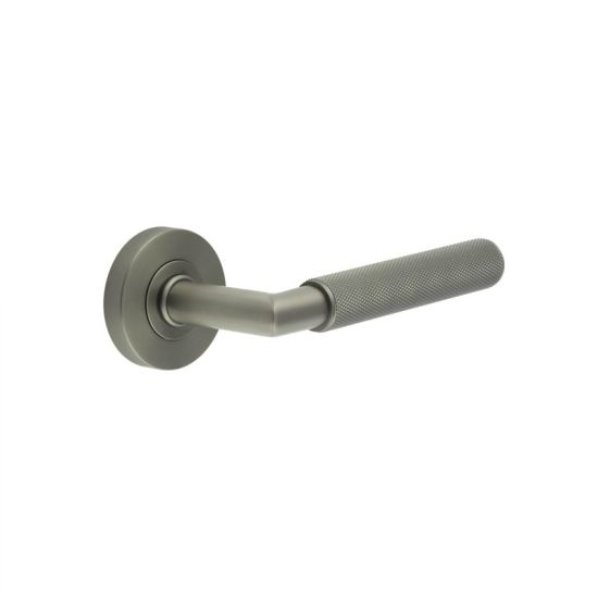 Frelan 316 Diamond Knurled Door Handle on Rose - Pair