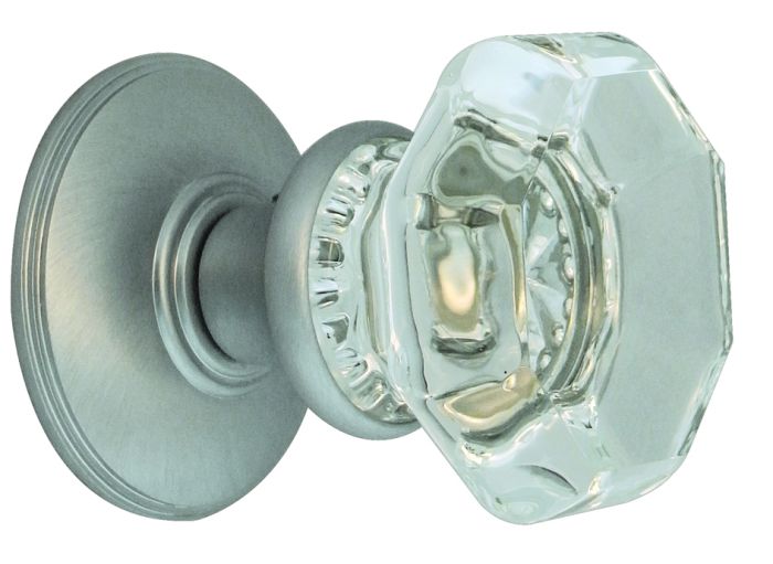 Frelan Unsprung Flower-Octagonal Glass Mortice Door Knob - Pair