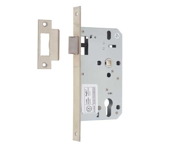 Frelan - Jedo 60mm Backset DIN Latch - Satin Stainless Steel