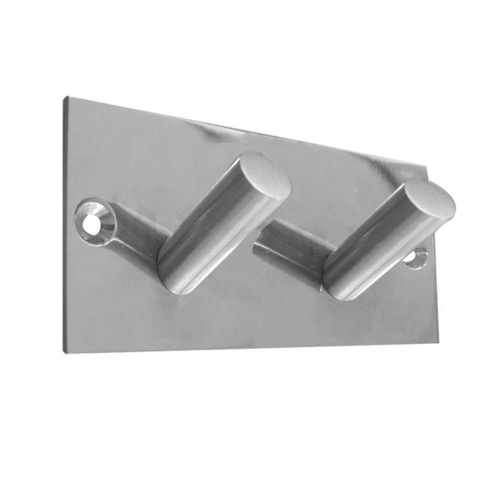 Frelan Double Robe Hook on Rectangular Backplate