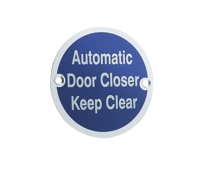 Frelan 'Automatic Door Closer Keep Clear' Door Sign