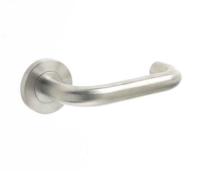 Frelan - Grade 304 Orbit Door Handle on Unsprung Rose - Satin Stainless Steel - Pair