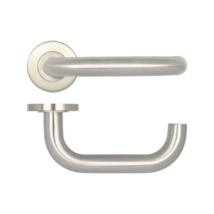 Frelan - Orbit 19mm Grade 201 Door Handle on Rose - Satin Stainless Steel - Pair