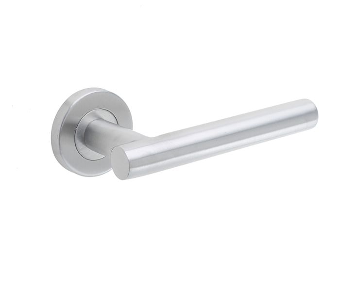Frelan - Grade 201 Atlanta Door Handle on Rose - Satin Stainless Steel - Pair