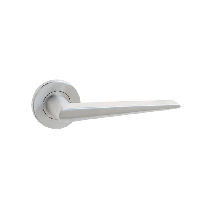 Frelan - Meteor Door Handle on Rose - Satin Stainless Steel - Pair