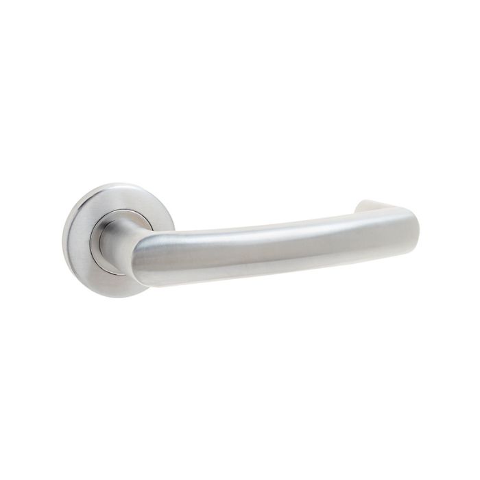Frelan - Grade 304 Juno Door Handle on Rose - Satin Stainless Steel - Pair