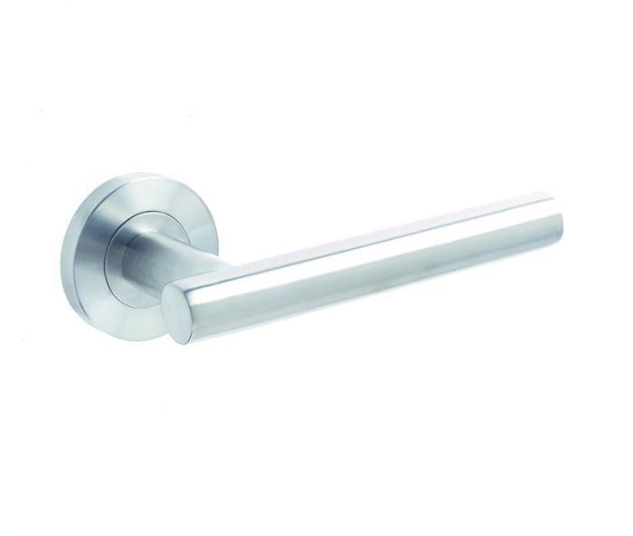 Frelan - Atlanta Door Handle on Rose - Satin Stainless Steel
