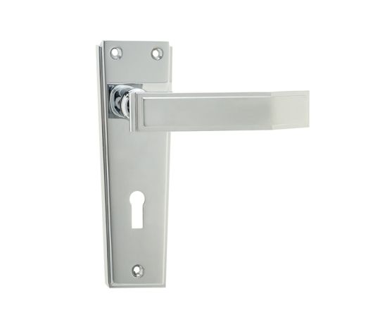 Frelan Art Deco Door Handle on Backplate - Pair