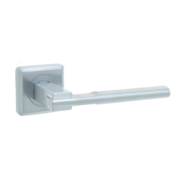 Frelan - Seros Door Handle on Rose - Satin Chrome - Pair