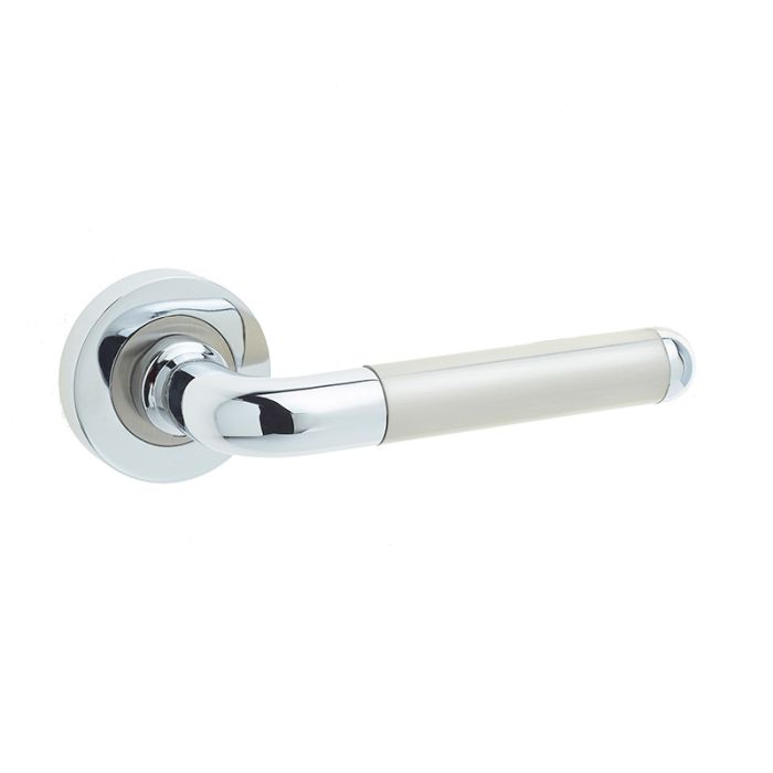 Frelan - Olivia Door Handle on Rose - Polished Chrome & Satin Nickel - Pair