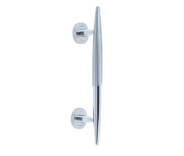 Frelan - Lunar Door Pull Handle on Rose - Polished & Satin Chrome