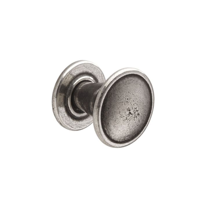 Second Nature - Berwick Cupboard Knob on Backplate - Solid Pewter