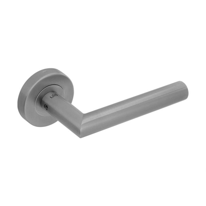 Blu Performance - Mitre Door Handle on Rose - Satin Stainless Steel - Pair