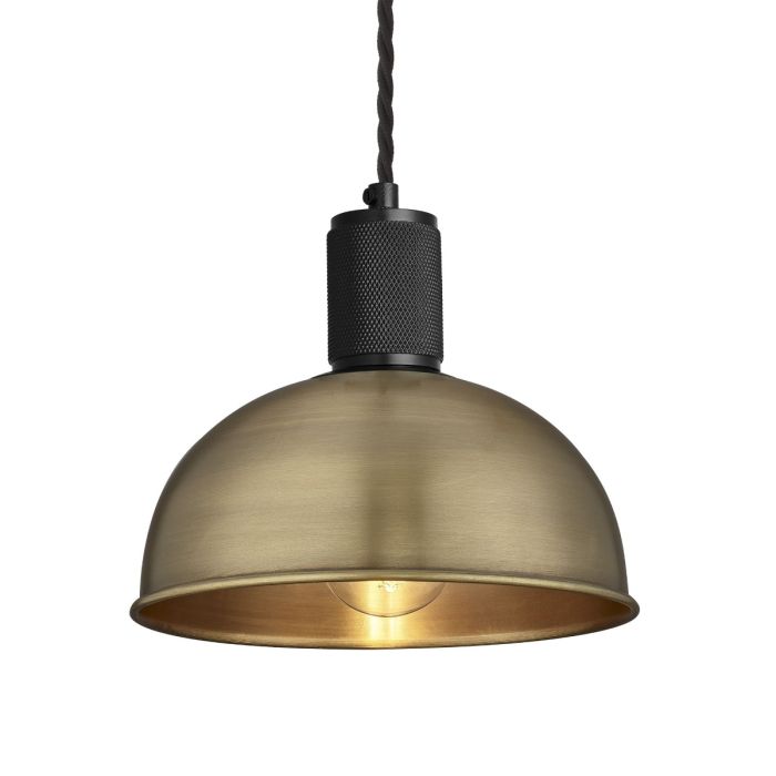 Industville 8 Inch Dome Pendant with Knurled Holder