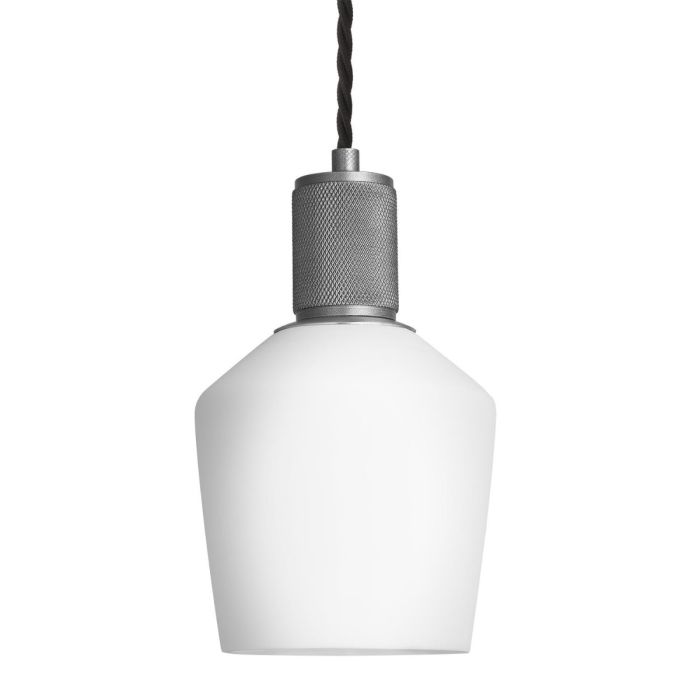 Industville Opal Glass Schoolhouse Pendant with Knurled Holder