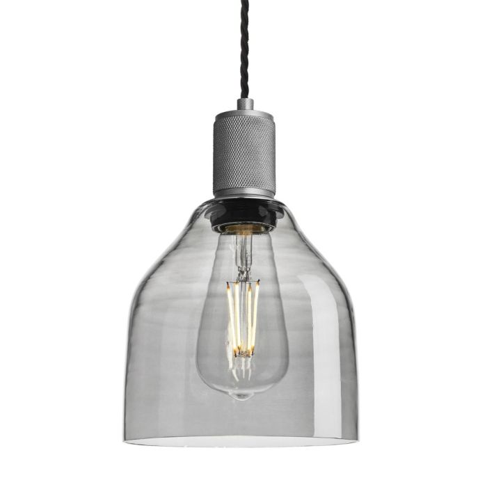 Industville Tinted Glass Cone Pendant with Knurled Holder