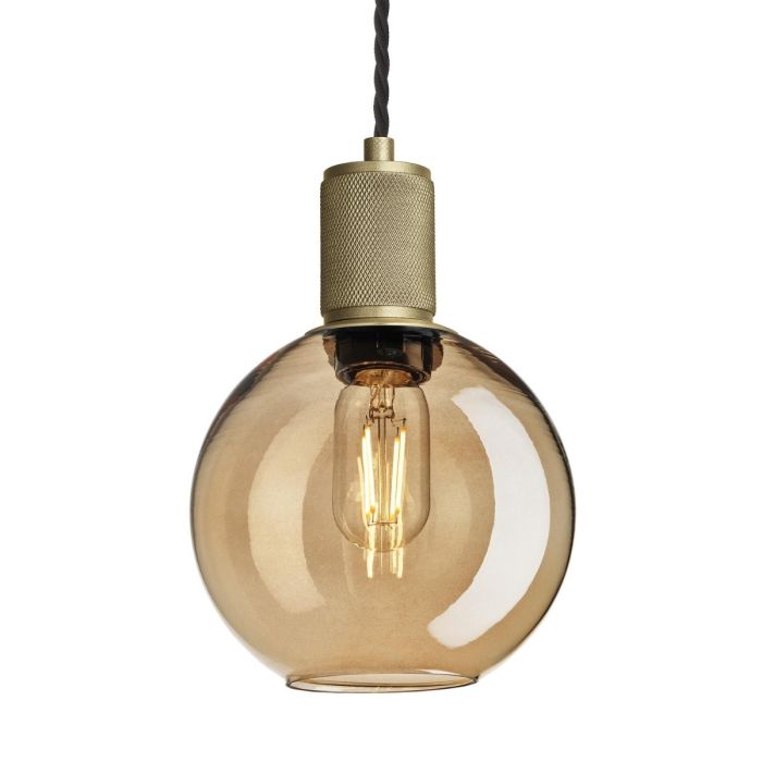 Industville 7 Inch Tinted Glass Globe Pendant with Knurled Holder