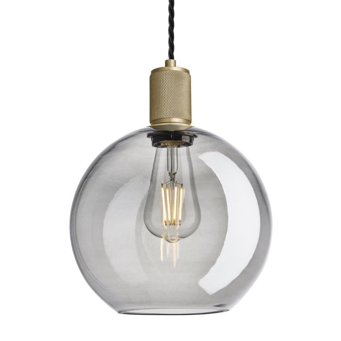 Industville 9 Inch Tinted Glass Globe Pendant with Knurled Holder