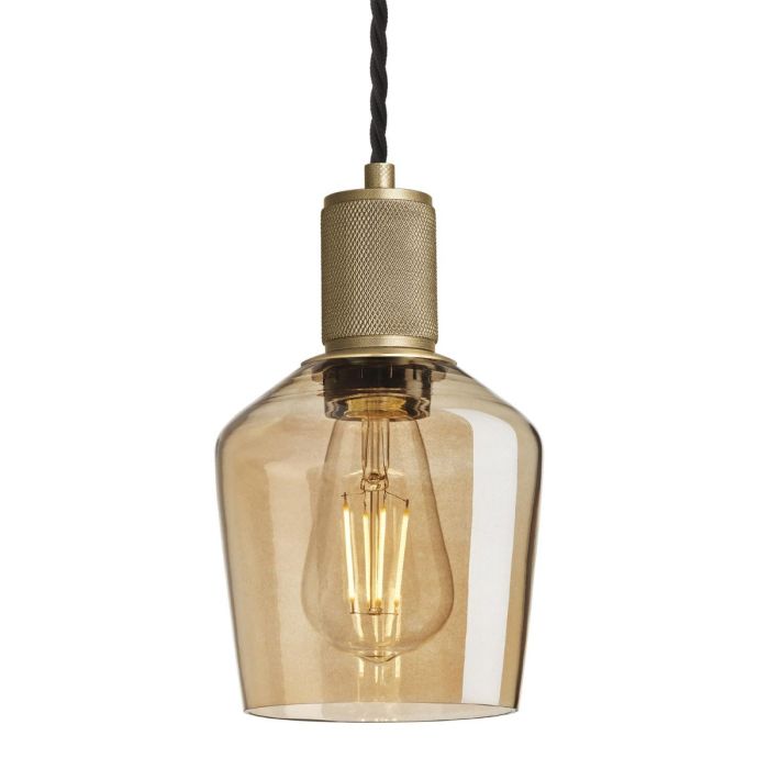 Industville 5.5 Inch Tinted Glass Schoolhouse Pendant with Knurled Holder