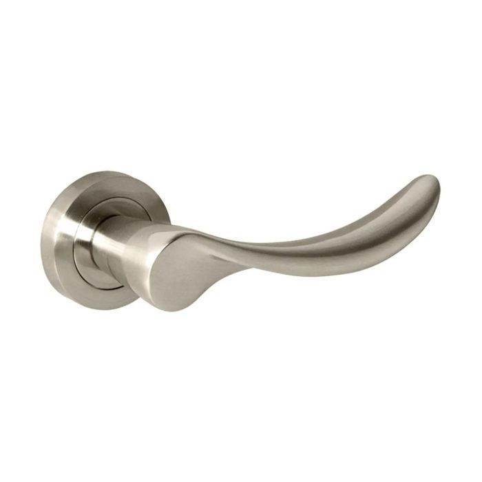 Atlantic Hardware - Mediterranean Malaga Door Handle on Rose - Satin Nickel - Pair