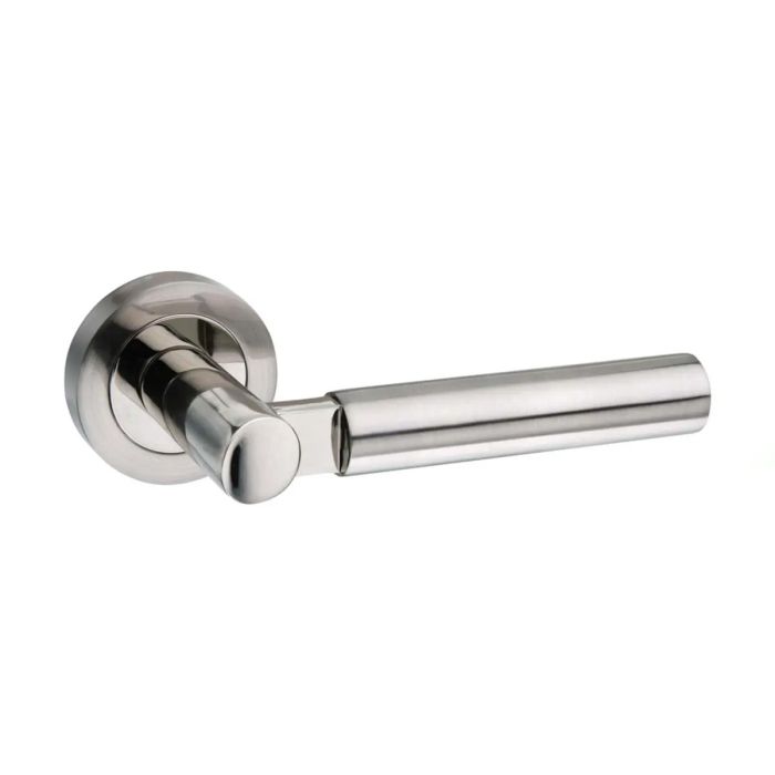Atlantic Hardware - Mediterranean Palermo Door Handle on Rose - Satin & Polished Nickel - Pair