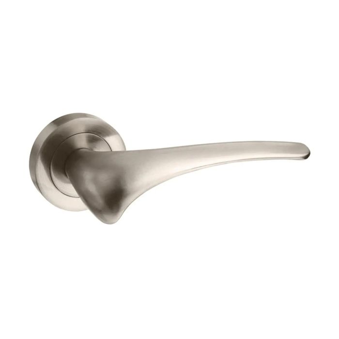 Atlantic Hardware - Mediterranean Marseille Door Handle on Rose - Satin Nickel - Pair