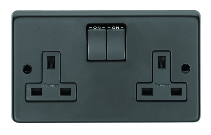 Eurolite - Stainless 2 Gang Socket - Matt Black