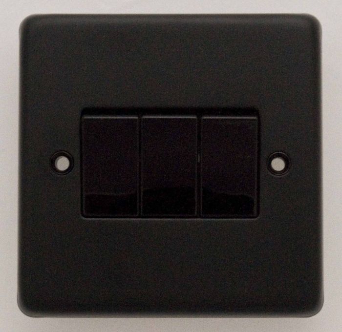 Eurolite - Stainless - 3 Gang 10 Amp 2 Way Switch - Matt Black