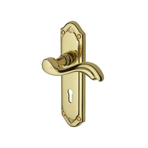 M.Marcus Heritage Brass Lisboa Door Handle on Backplate - Pair