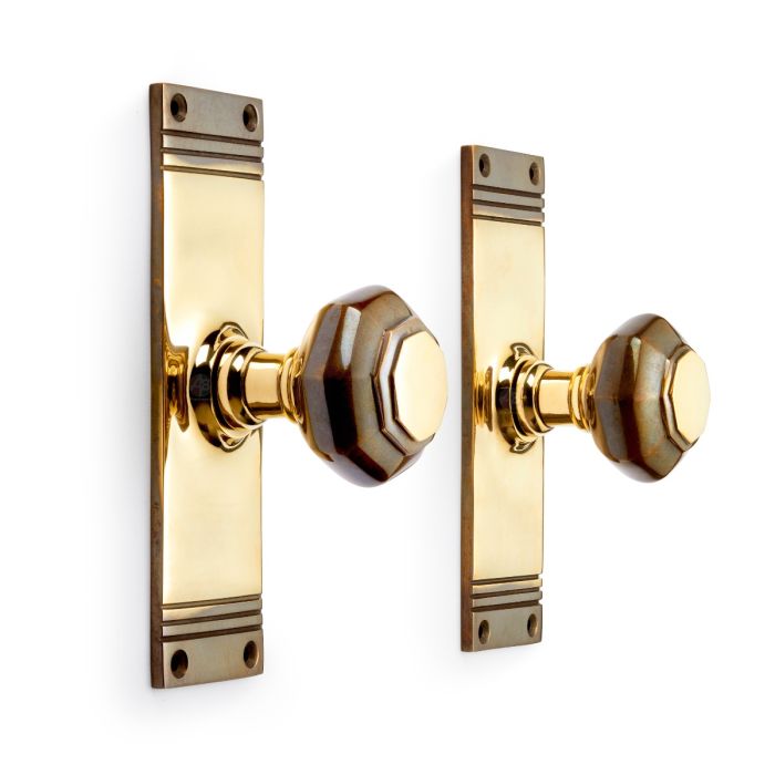Octagonal Door Knob on Backplate - Pair