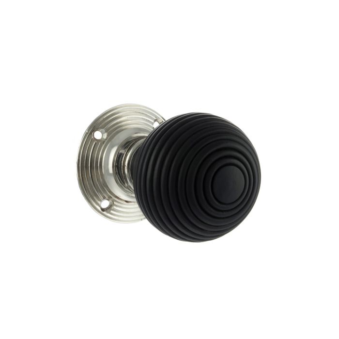 Atlantic Hardware Old English Whitby Ebony Reeded Mortice Door Knob - Pair