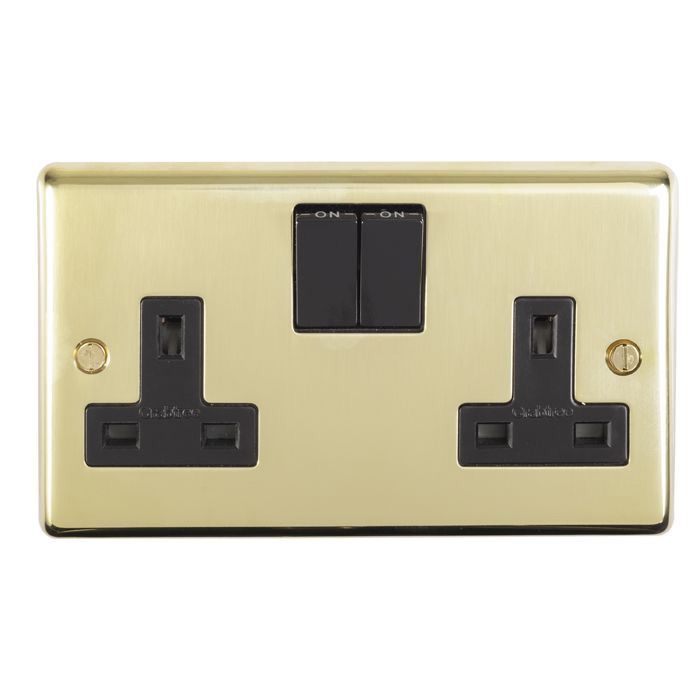 Eurolite - Stainless 2 Gang Socket - Polished Brass