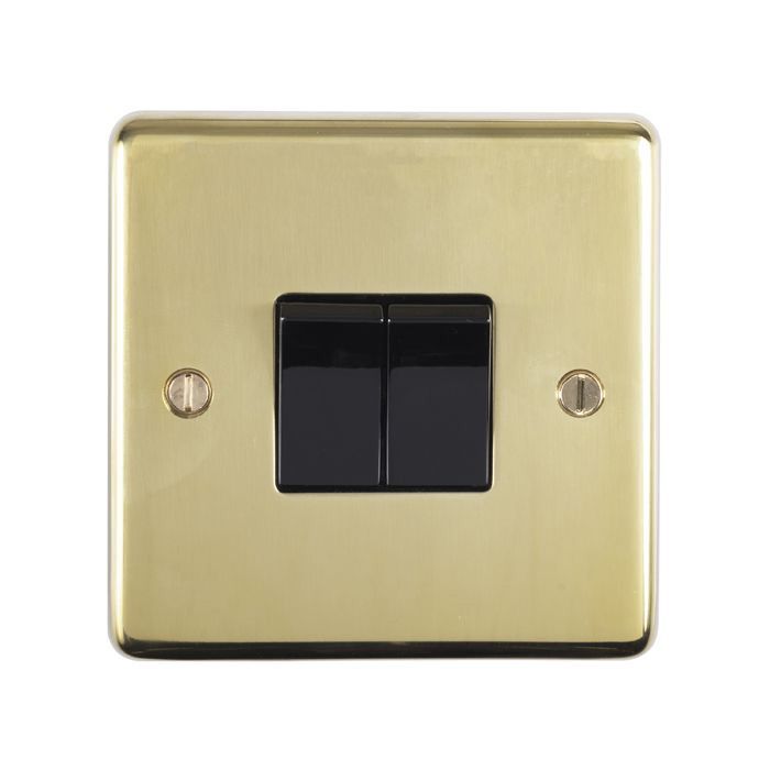 Eurolite - Stainless 2 Gang Switch - Polished Brass