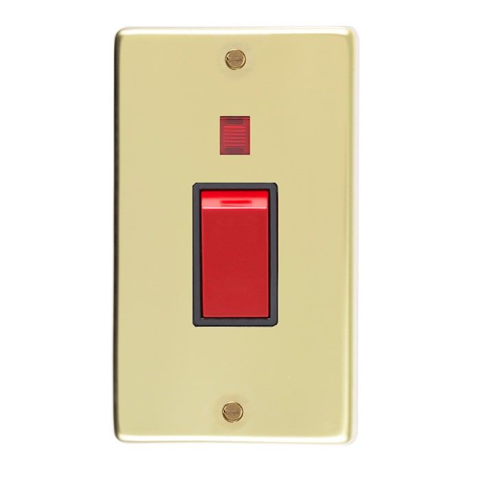Eurolite - Stainless Large 45Amp Switch with Neon Indicator - Polished Brass