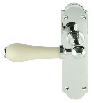 Chatsworth Porcelain Cream Door Handle on Backplate - Pair