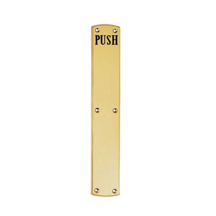 Carlisle Brass - Engraved 'PUSH' Finger Plate - Polished Brass