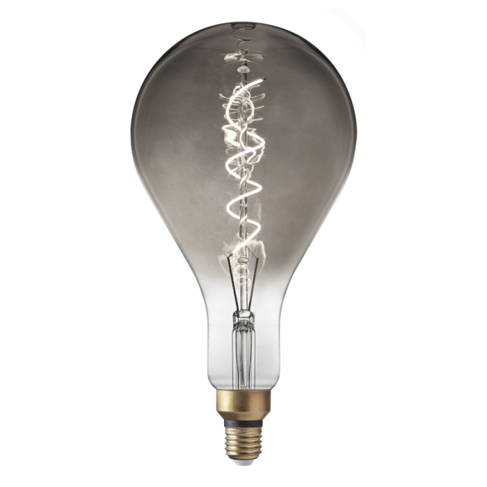 Industville - Vintage Giant LED Edison Bulb Old Filament Lamp - 8W E27 Spiral Drop PS160 - Smoke Grey