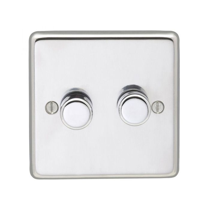 Eurolite - Stainless 2 Gang Dimmer - Polished Stainless Steel
