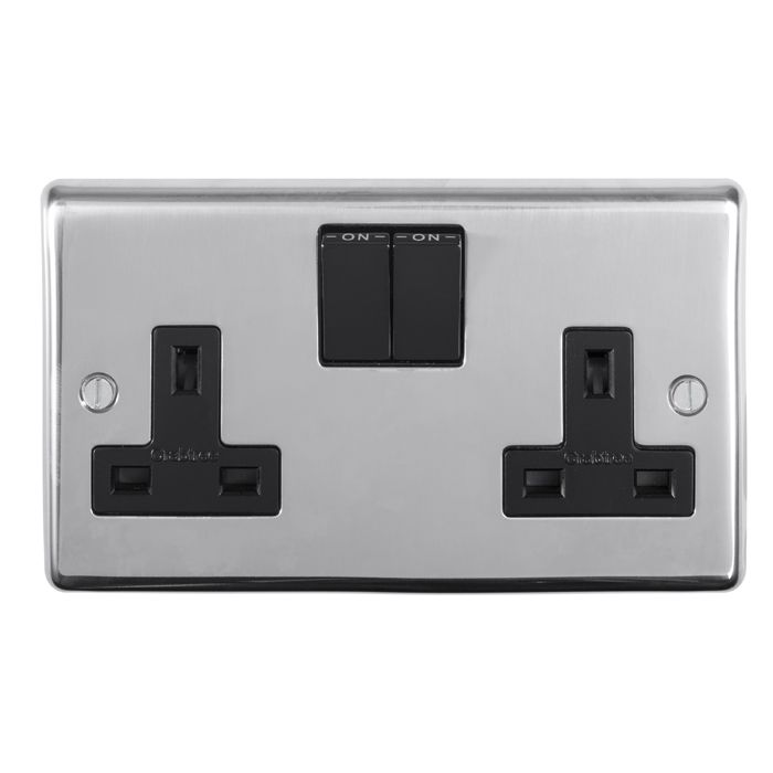 Eurolite - Stainless 2 Gang Socket - Polished Stainless Steel